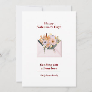 Sending Love Flowers Valentines Family Card Photo