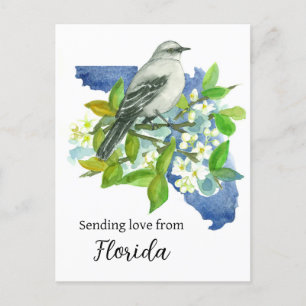 Sending Love From Florida Mockingbird Orange Postcard