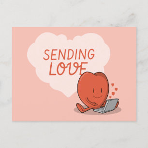 Sending Love – Heart at the Keyboard Holiday Postcard