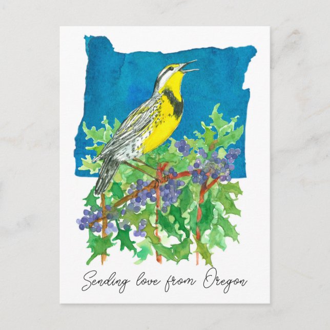 Sending Love Oregon Meadowlark Grape Plant Postcard (Front)