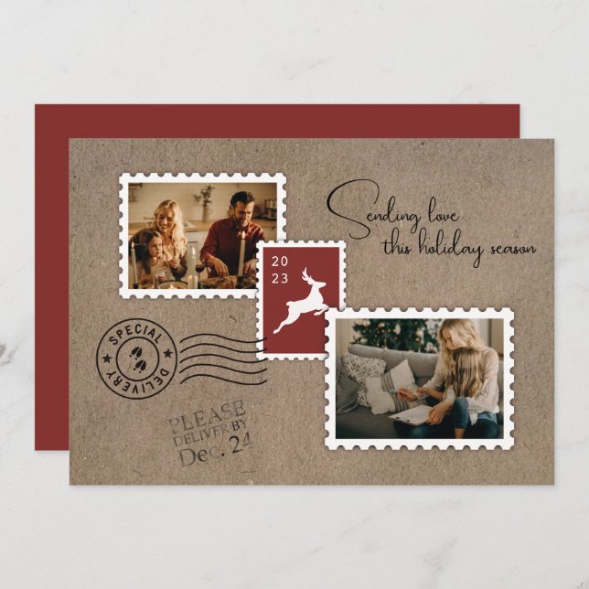 Sending Love Two Photo Holiday Card (Front/Back)