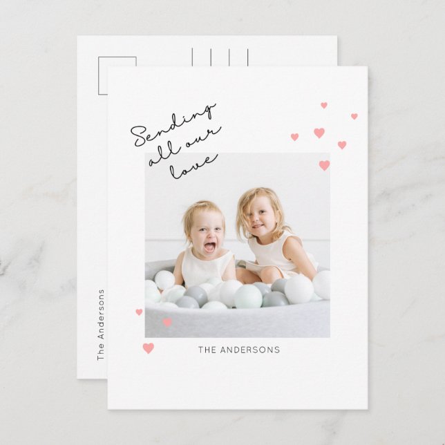 Sending Love Valentine's Day Photo Postcard (Front/Back)