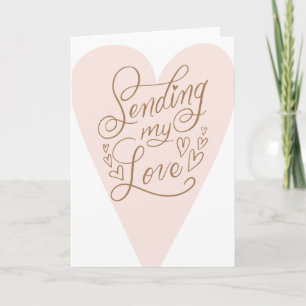 Sending My Love Hand-lettering Gold Hearts Note Card