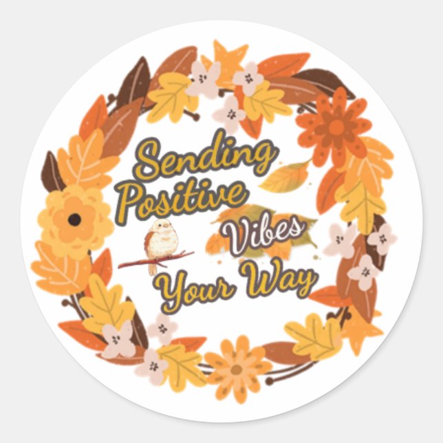 Sending Positive Vibes Sticker – Autumn Wreath, Mo (Front)