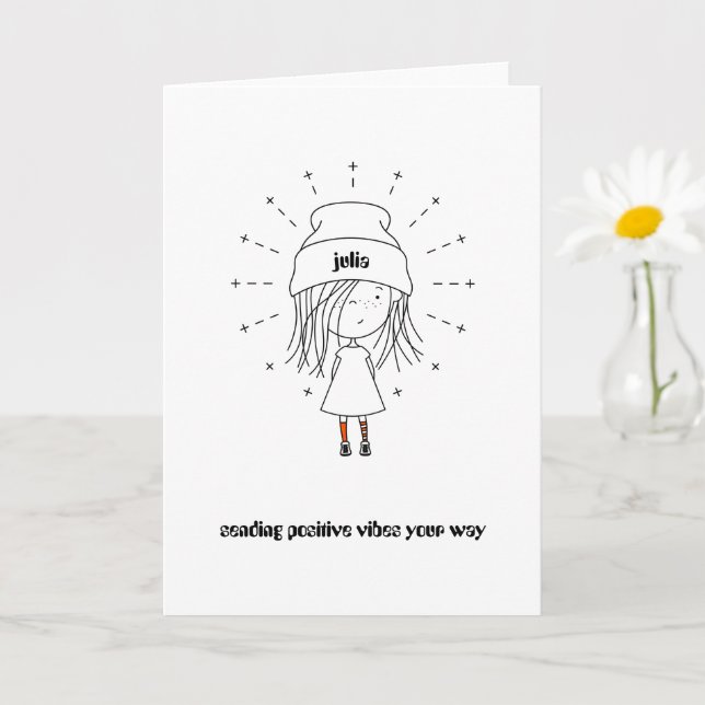 Sending Positive Vibes Your Way|Cute Girl|Add Name Card (Small Plant)