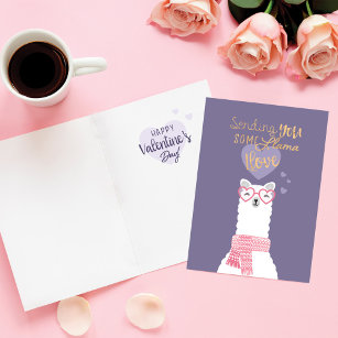 Sending Some Llama Love Cute Llama Valentine's Day Card