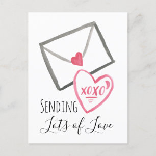 Sending Valentine's Love Letter Xoxo Heart Holiday Postcard