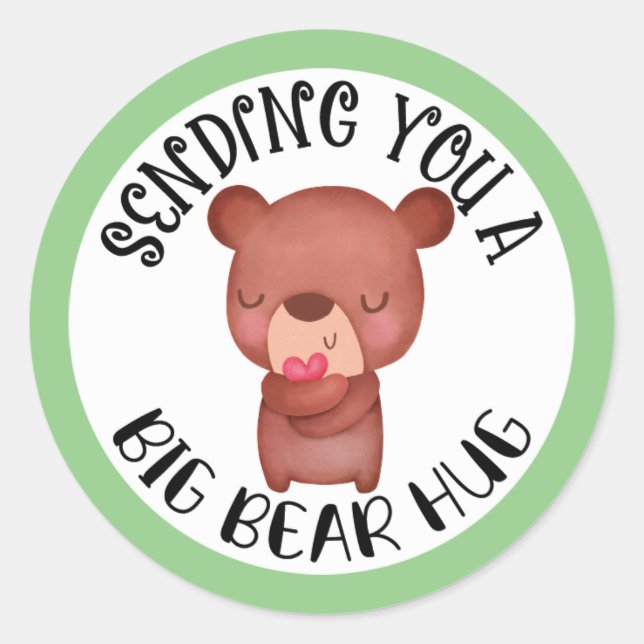 Sending You A Big Bear Hug Sticker Round (Front)