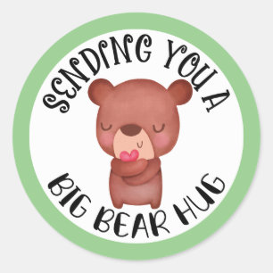 Sending You A Big Bear Hug Sticker Round