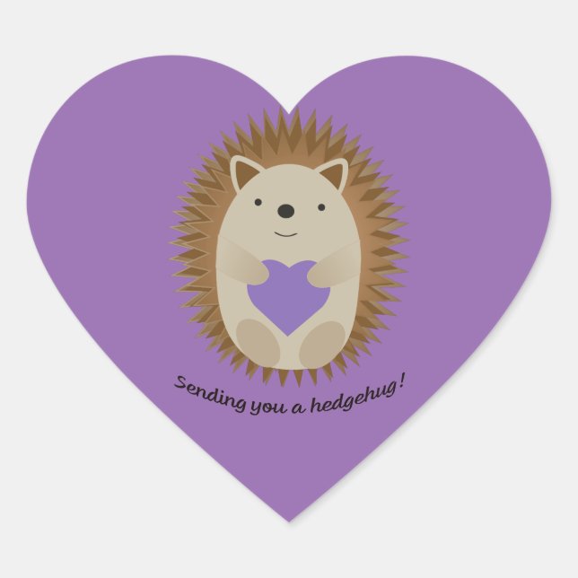 Sending You a Hedgehug Hedgehog Heart Sticker (Front)
