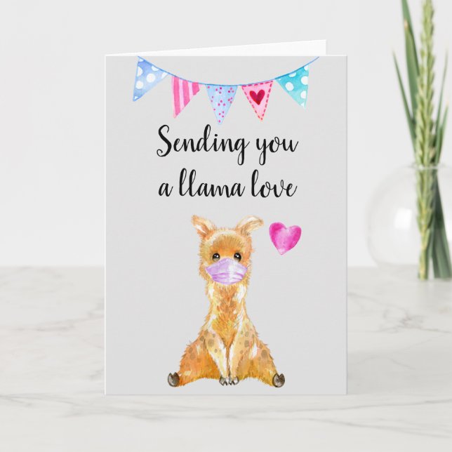 Sending you a LLama Love Face Mask Card (Front)