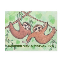 Sending You a Virtual Hug Sloth Postcard