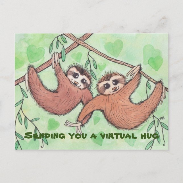 Sending You a Virtual Hug Sloth Postcard (Front)