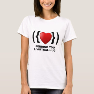 Sending You A Virtual Hug text,  Emoticon & Heart T-Shirt