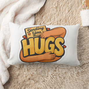 Sending You Hugs Sticker - Cute Cartoon Hugging Lumbar Cushion