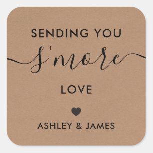 Sending You S'more Love Wedding Sticker, Kraft Square Sticker
