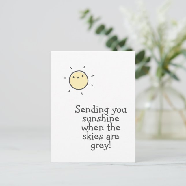 Sending you sunshine! Get Well Postcard (Standing Front)