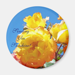 Sending You Sunshine! Magnet Yellow Roses Blue Sky