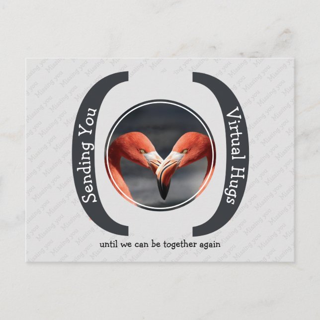 SENDING YOU VIRTUAL HUGS Photo Template GRAY Postcard (Front)
