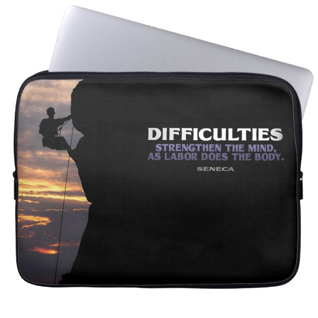 Seneca Inspirational Quote "Difficulties" Laptop Sleeve (Front)