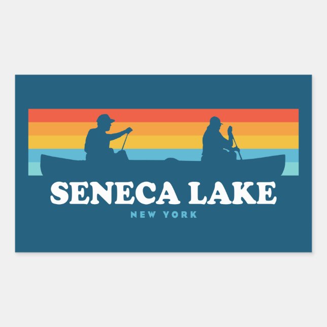 Seneca Lake New York Canoe Rectangular Sticker (Front)