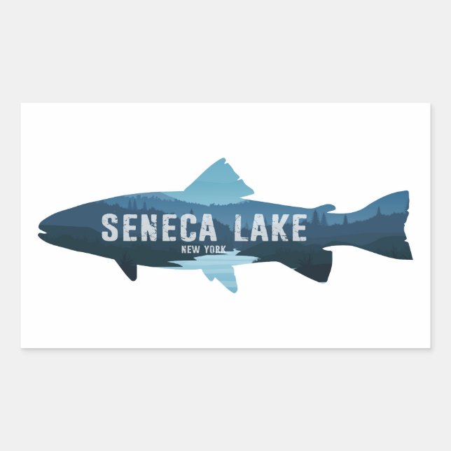 Seneca Lake New York Fish Rectangular Sticker (Front)