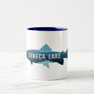 Seneca Lake New York Fish Two-Tone Coffee Mug