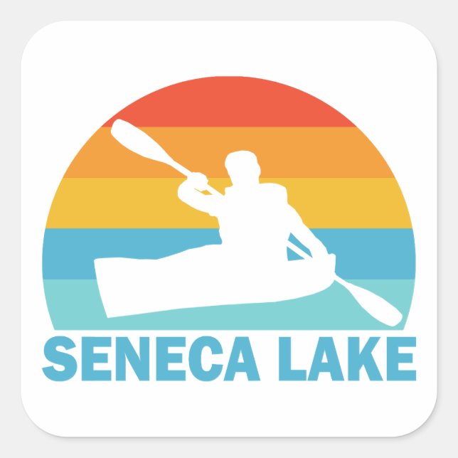 Seneca Lake New York Kayak Square Sticker (Front)