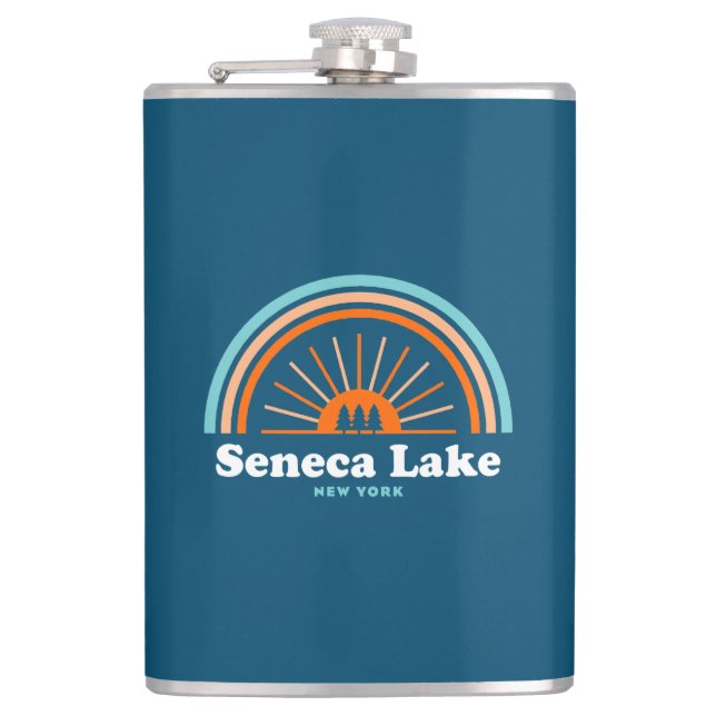 Seneca Lake New York Rainbow Hip Flask (Front)
