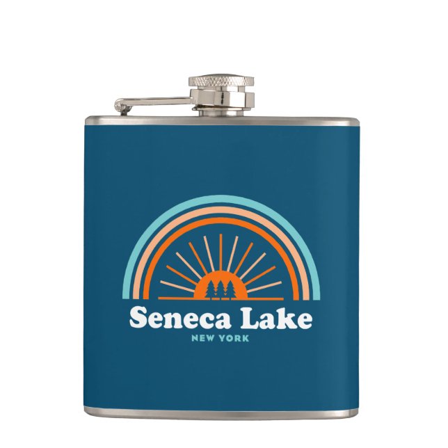 Seneca Lake New York Rainbow Hip Flask (Front)