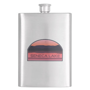 Seneca Lake New York Red Sunrise Hip Flask