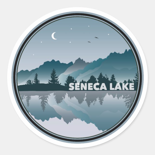 Seneca Lake New York Reflection Classic Round Sticker (Front)