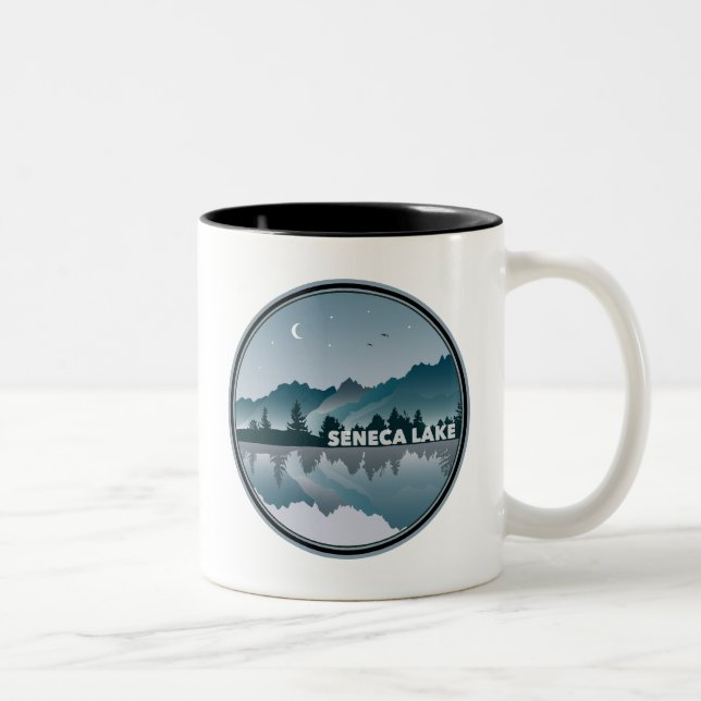 Seneca Lake New York Reflection Two-Tone Coffee Mug (Right)