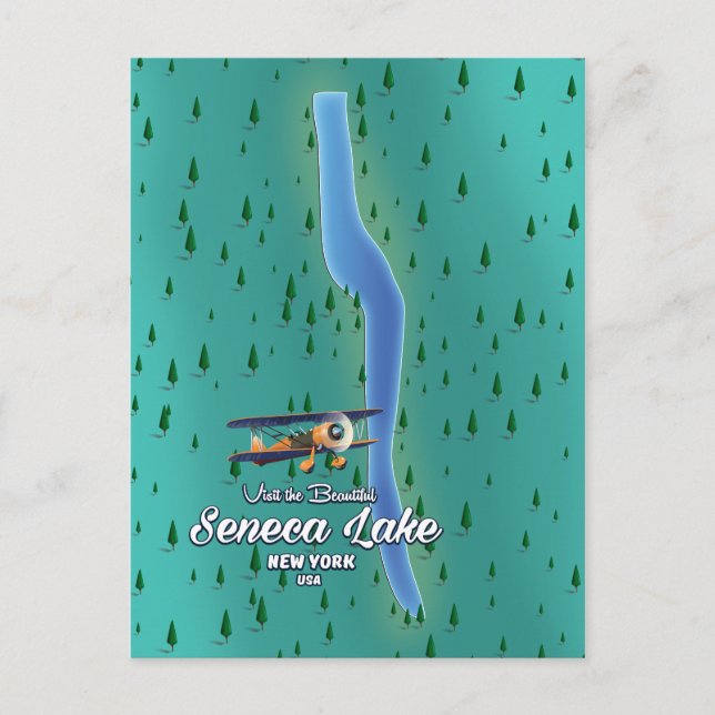 Seneca Lake, NYC lake map Postcard (Front)