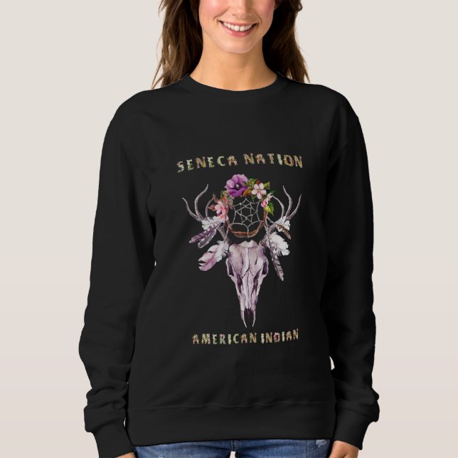 Seneca Nation American Indian Tribe Boho Floral Sk Sweatshirt (Front)