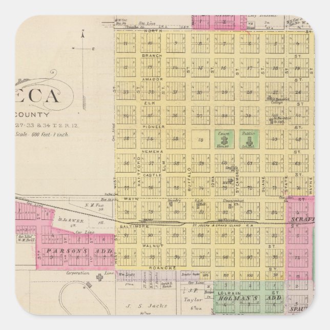 Seneca, Oneida, Goffs, and Baileyville, Kansas Square Sticker (Front)