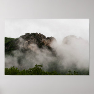 Seneca Rocks in cloud, West Virginia. Poster