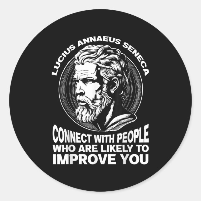 Seneca Stoic Philosopher Motivational Self Improve Classic Round Sticker (Front)