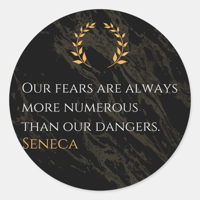 Seneca's Insight: Fears Compared to Real Dangers Classic Round Sticker (Front)