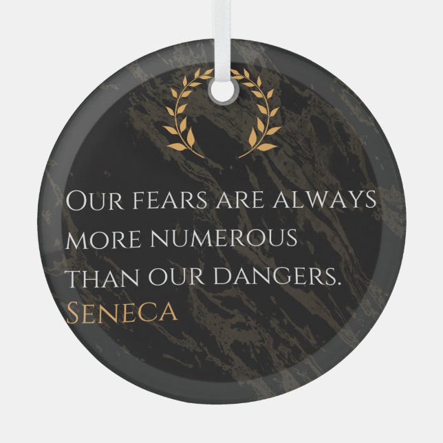 Seneca's Insight: Fears Compared to Real Dangers Glass Tree Decoration (Front)