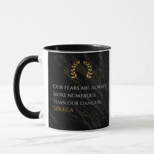 Seneca's Insight: Fears Compared to Real Dangers Mug