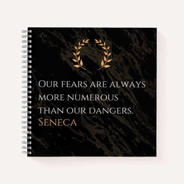 Seneca's Insight: Fears Compared to Real Dangers Notebook (Front)