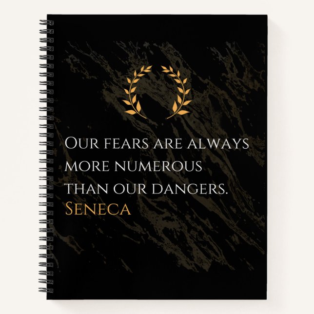 Seneca's Insight: Fears Compared to Real Dangers Notebook (Front)