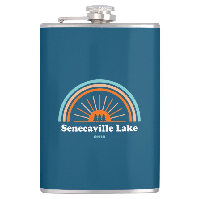 Senecaville Lake Ohio Rainbow Hip Flask (Front)