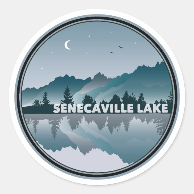 Senecaville Lake Ohio Reflection Classic Round Sticker (Front)