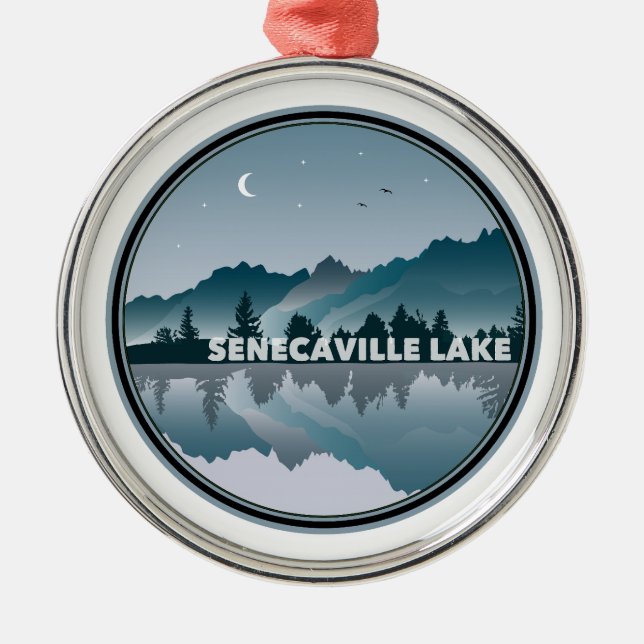 Senecaville Lake Ohio Reflection Metal Ornament (Front)