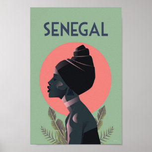 Senegal africa vintage travel poster