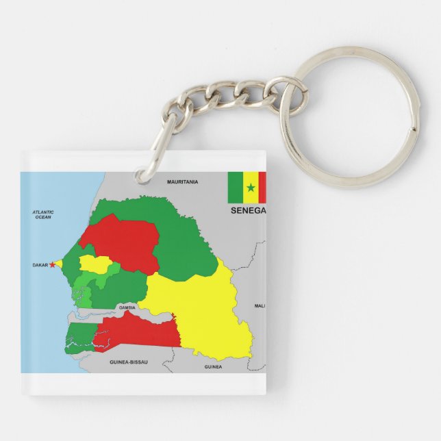 senegal country map flag key ring (Back)