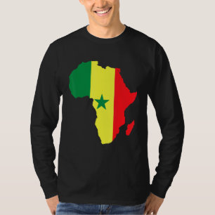Senegal Flag Africa Continent Silhouette For Seneg T-Shirt