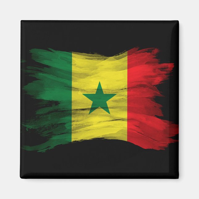 Senegal flag brush stroke, national flag magnet (Front)